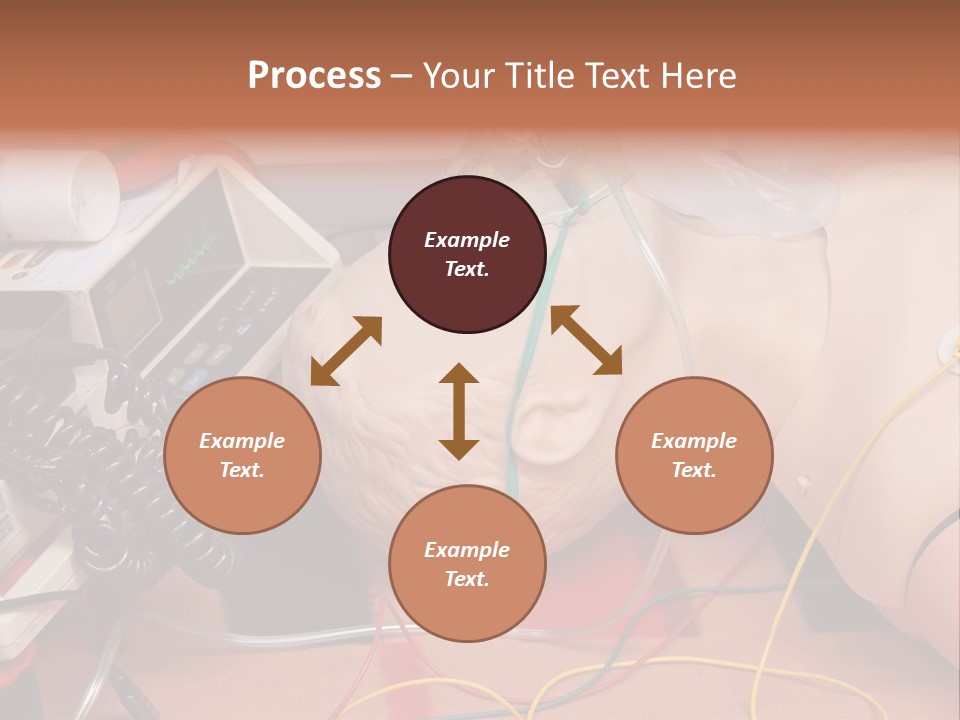 First-Aid Training Dummy With Respiratory Mask And Sensors Connected To Electrocardiograph Unit PowerPoint Template