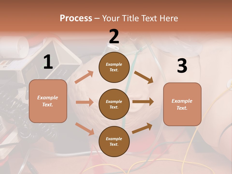 First-Aid Training Dummy With Respiratory Mask And Sensors Connected To Electrocardiograph Unit PowerPoint Template