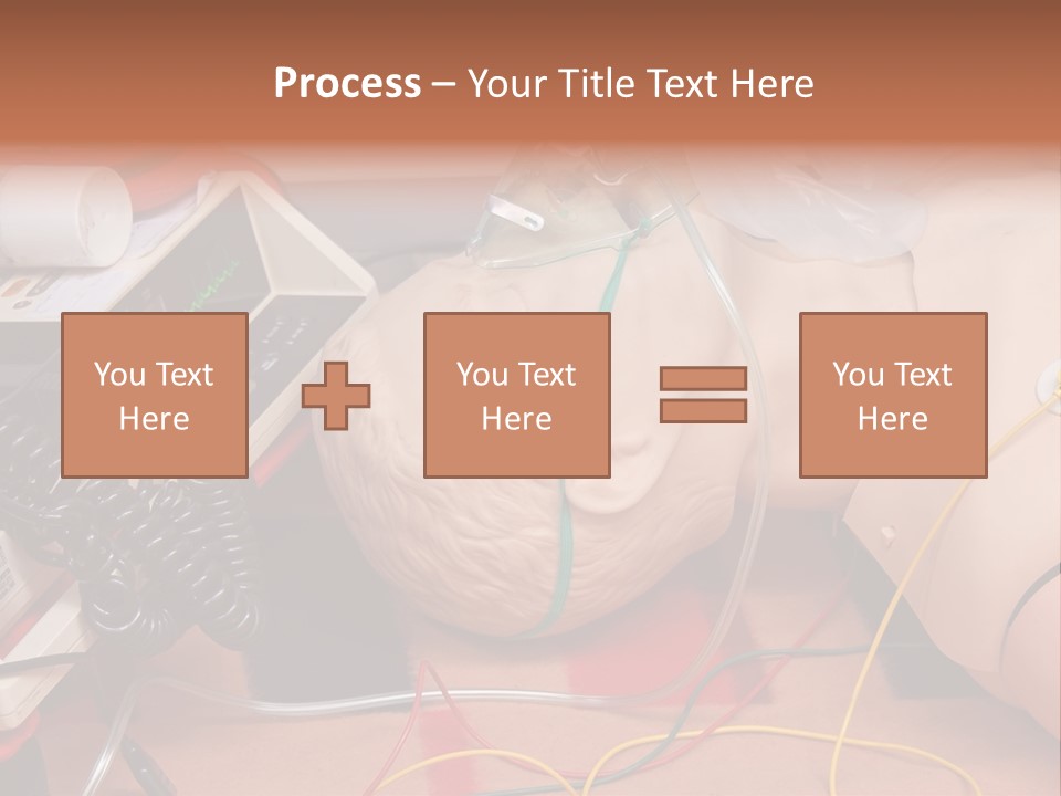 First-Aid Training Dummy With Respiratory Mask And Sensors Connected To Electrocardiograph Unit PowerPoint Template
