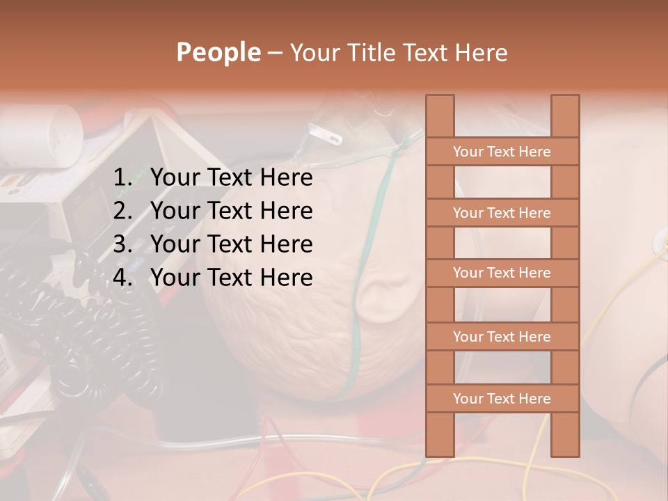 First-Aid Training Dummy With Respiratory Mask And Sensors Connected To Electrocardiograph Unit PowerPoint Template