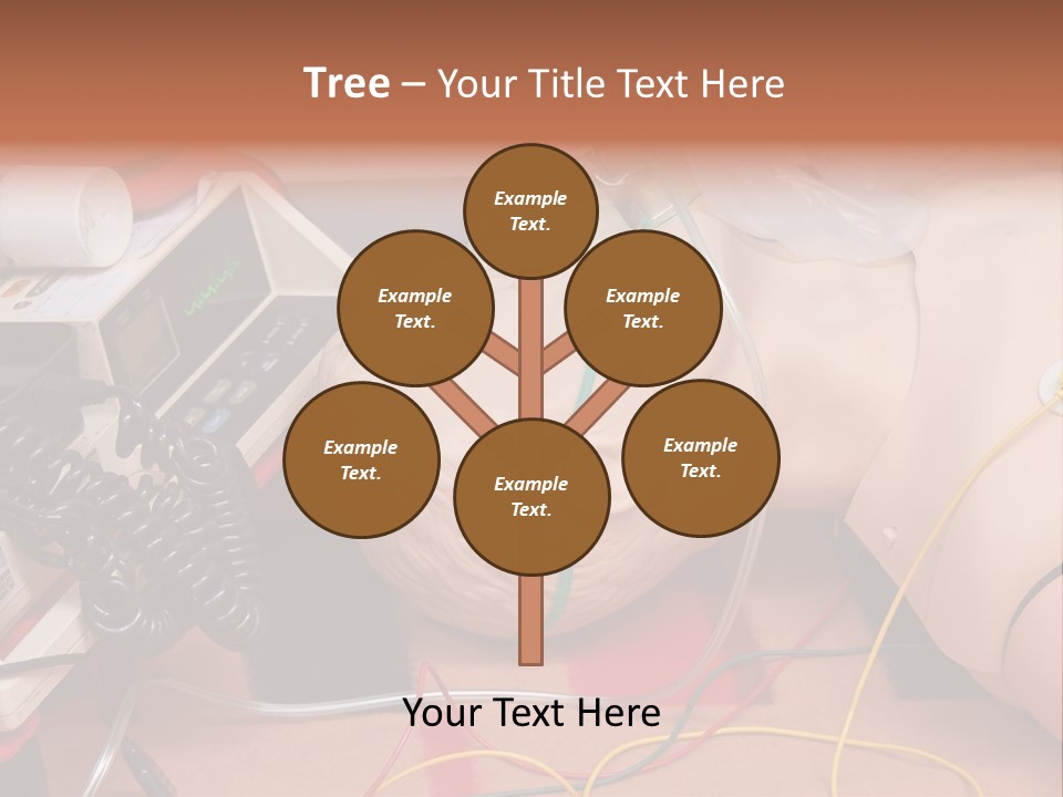 First-Aid Training Dummy With Respiratory Mask And Sensors Connected To Electrocardiograph Unit PowerPoint Template
