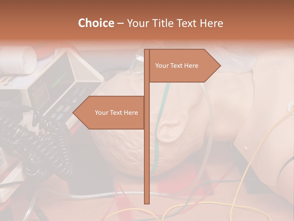 First-Aid Training Dummy With Respiratory Mask And Sensors Connected To Electrocardiograph Unit PowerPoint Template