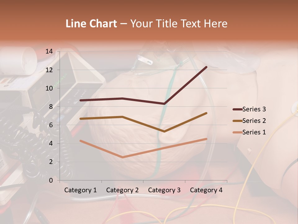 First-Aid Training Dummy With Respiratory Mask And Sensors Connected To Electrocardiograph Unit PowerPoint Template