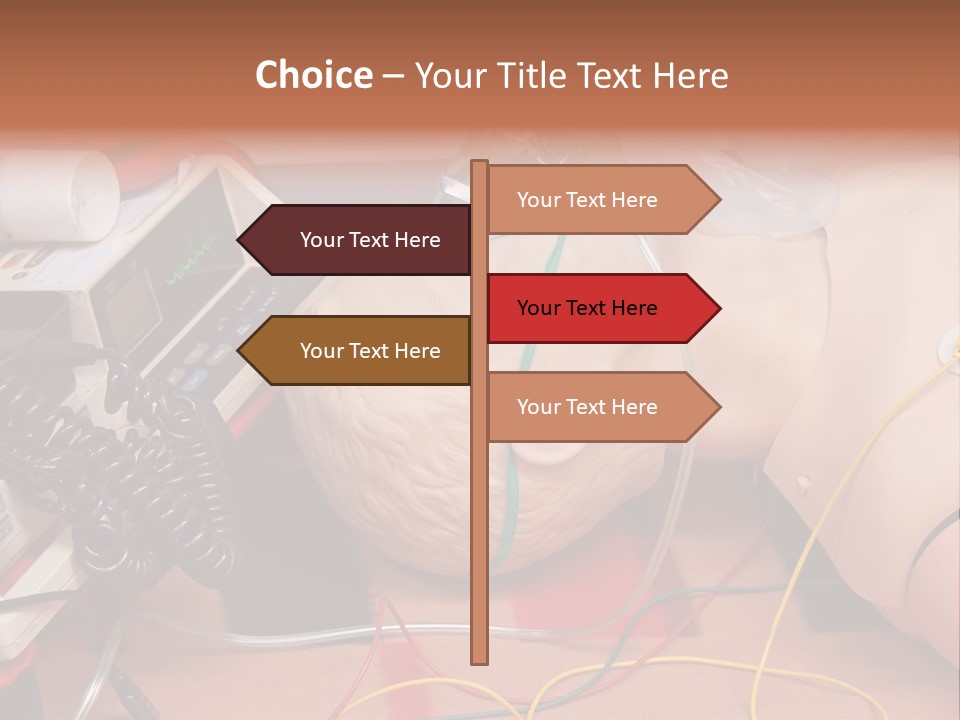 First-Aid Training Dummy With Respiratory Mask And Sensors Connected To Electrocardiograph Unit PowerPoint Template