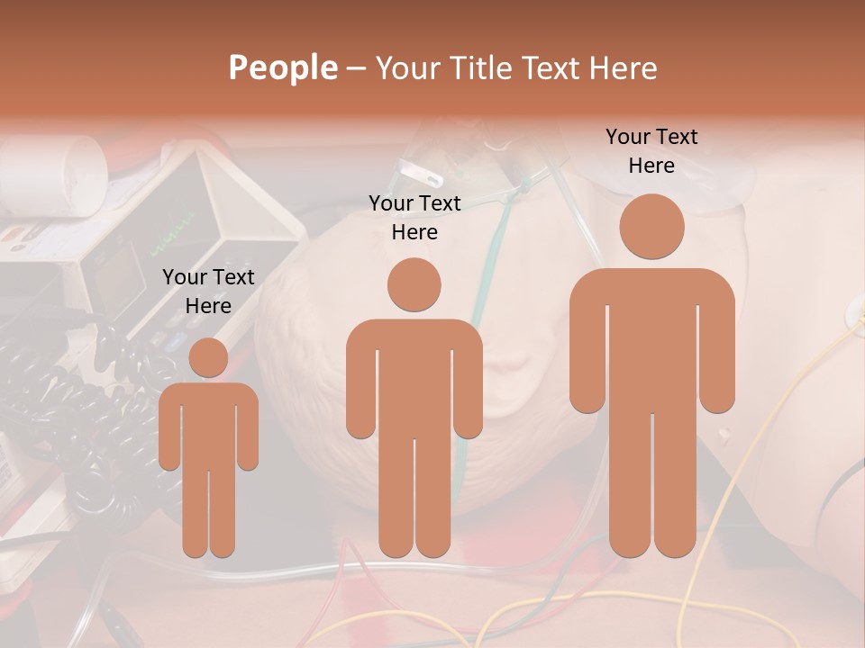 First-Aid Training Dummy With Respiratory Mask And Sensors Connected To Electrocardiograph Unit PowerPoint Template
