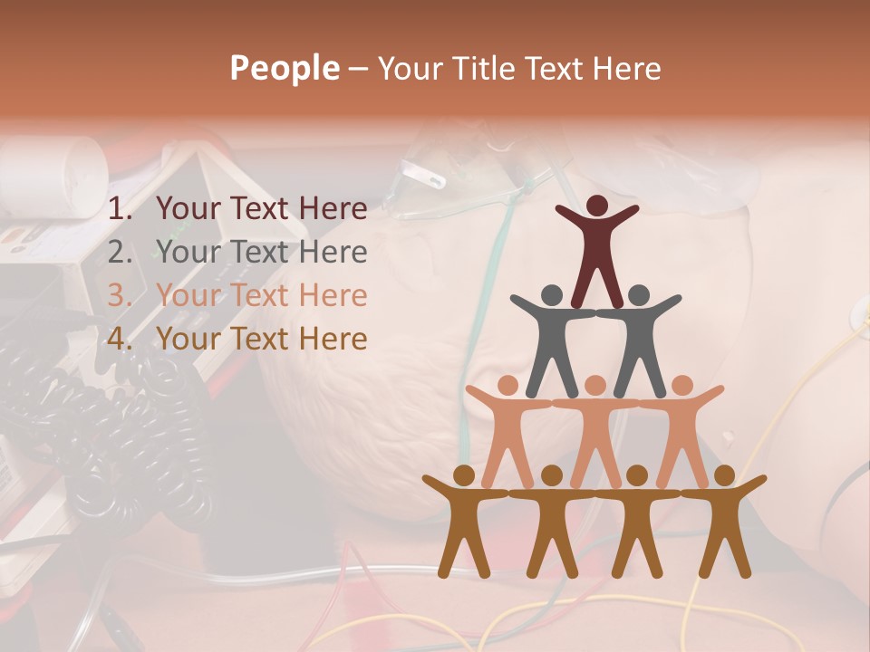 First-Aid Training Dummy With Respiratory Mask And Sensors Connected To Electrocardiograph Unit PowerPoint Template