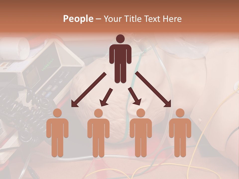 First-Aid Training Dummy With Respiratory Mask And Sensors Connected To Electrocardiograph Unit PowerPoint Template