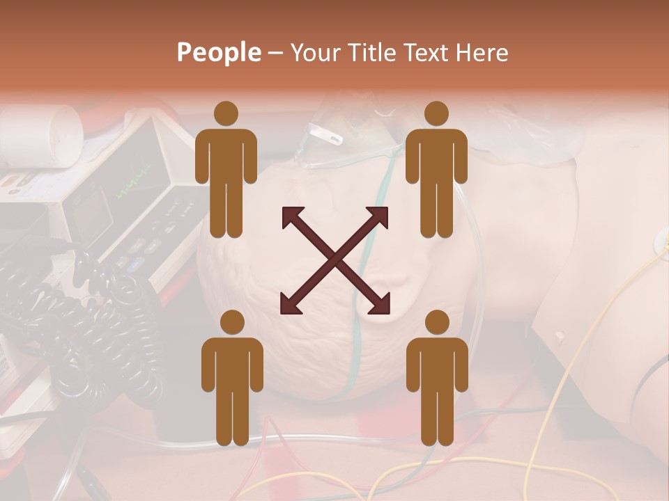 First-Aid Training Dummy With Respiratory Mask And Sensors Connected To Electrocardiograph Unit PowerPoint Template