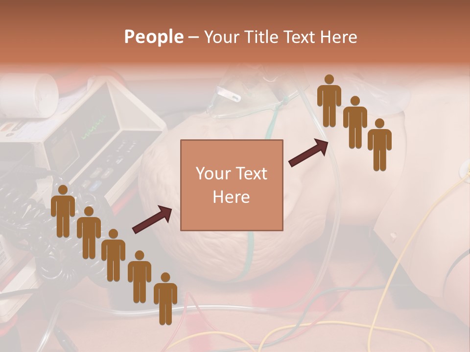 First-Aid Training Dummy With Respiratory Mask And Sensors Connected To Electrocardiograph Unit PowerPoint Template
