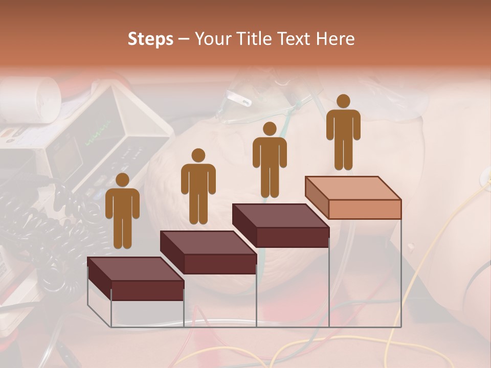 First-Aid Training Dummy With Respiratory Mask And Sensors Connected To Electrocardiograph Unit PowerPoint Template