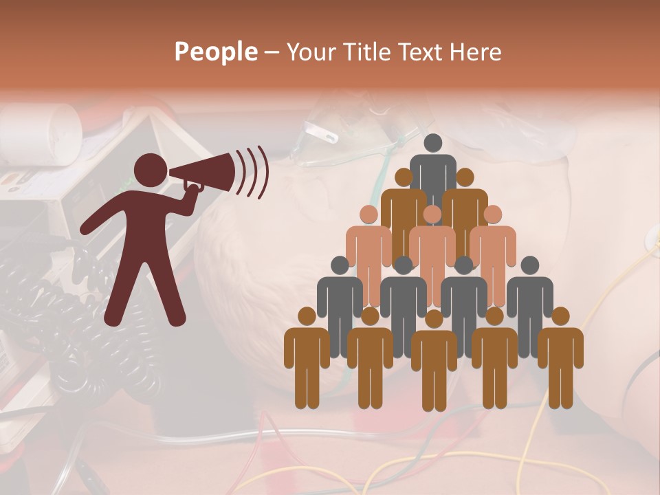 First-Aid Training Dummy With Respiratory Mask And Sensors Connected To Electrocardiograph Unit PowerPoint Template
