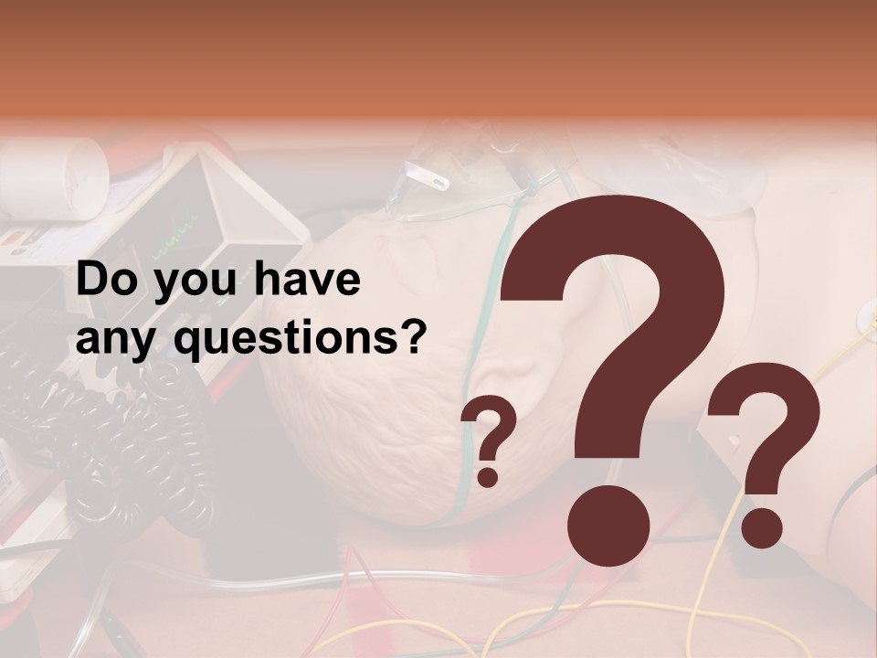 First-Aid Training Dummy With Respiratory Mask And Sensors Connected To Electrocardiograph Unit PowerPoint Template