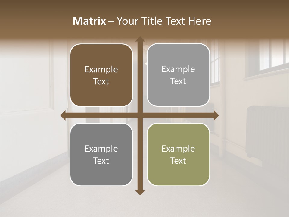 A Long Hallway In An Old High School PowerPoint Template