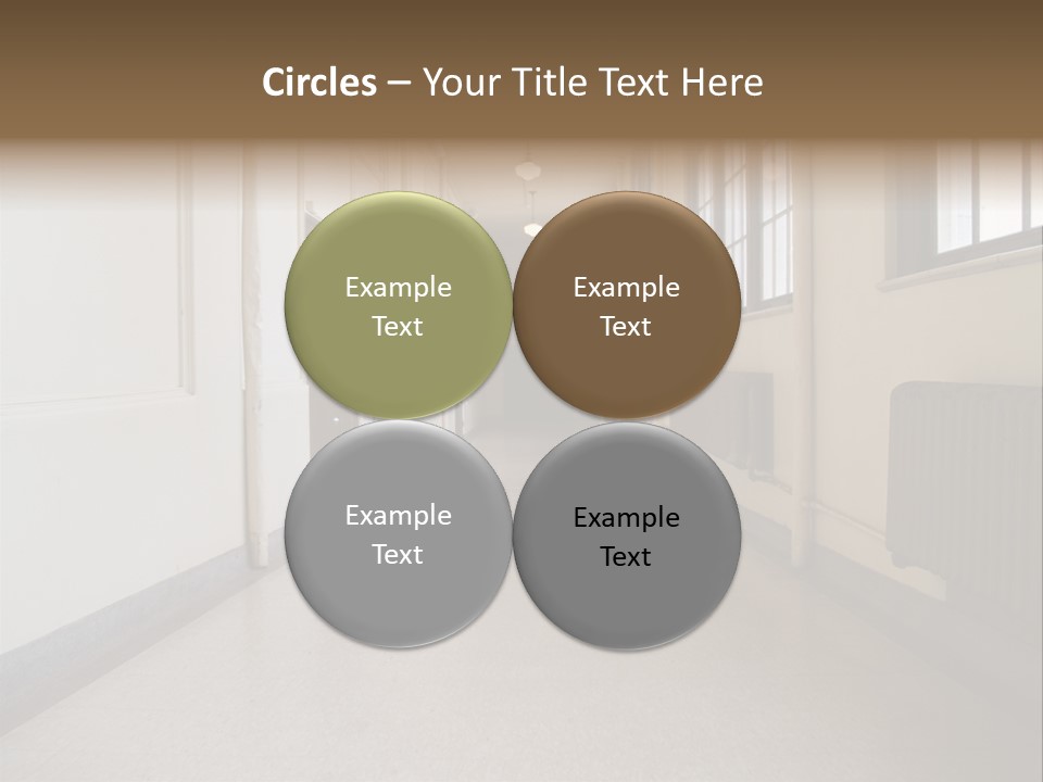 A Long Hallway In An Old High School PowerPoint Template