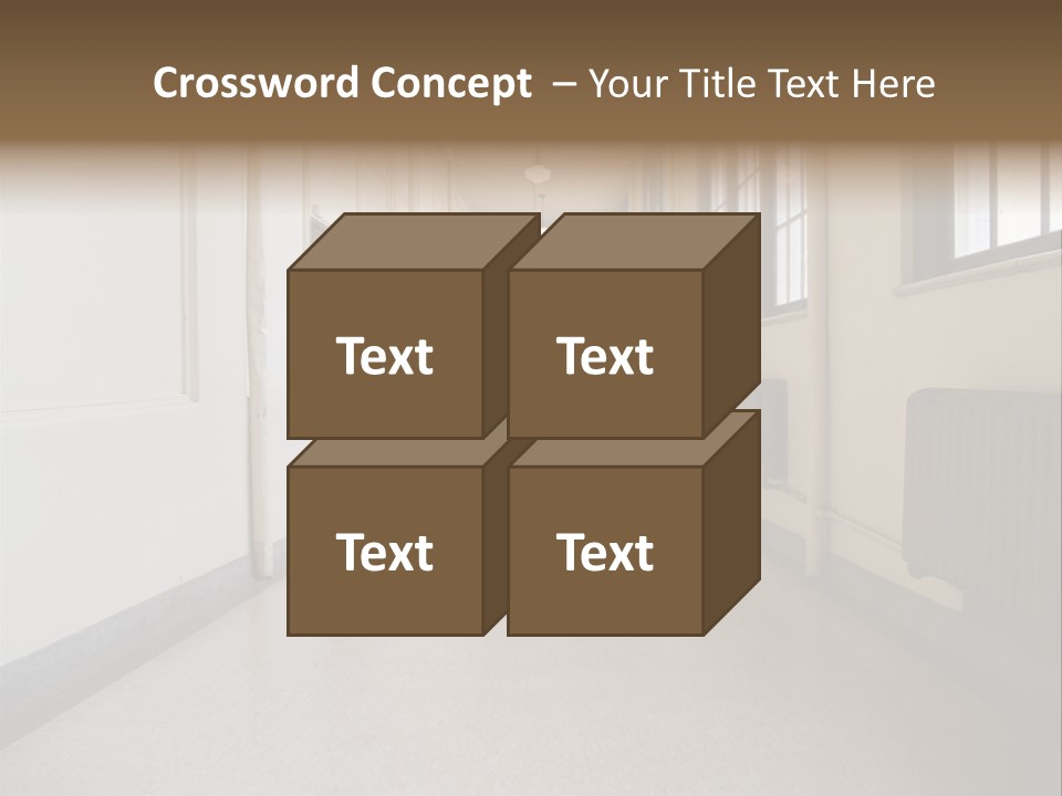 A Long Hallway In An Old High School PowerPoint Template