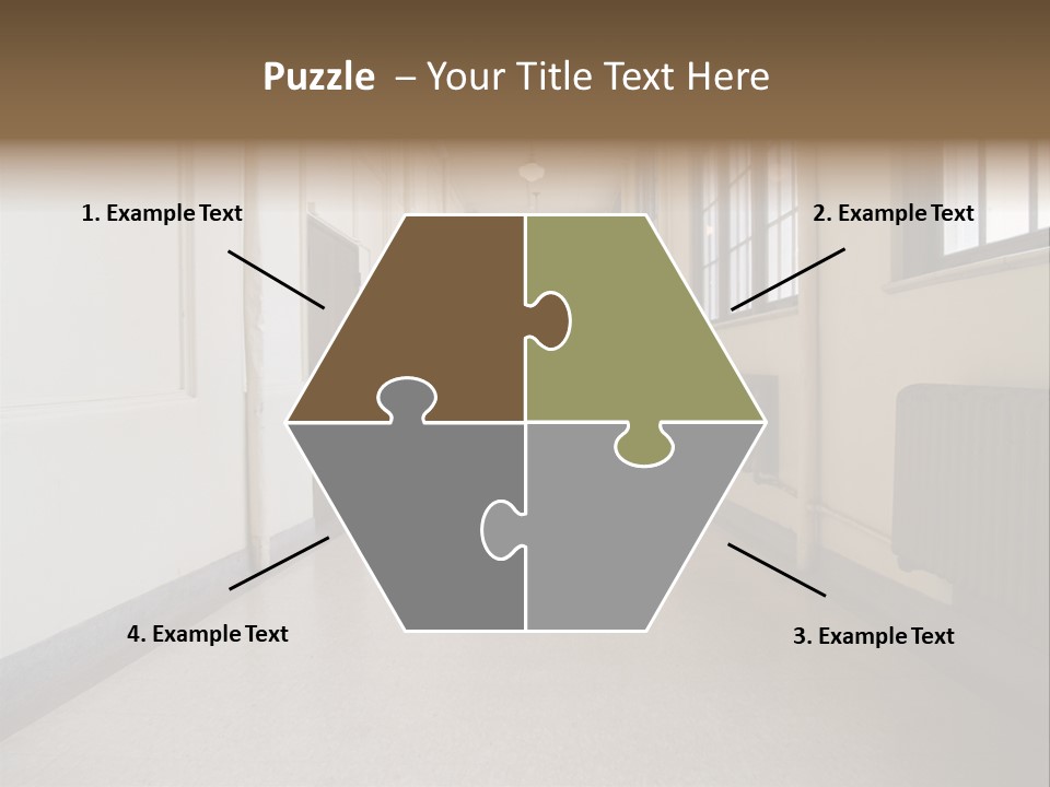 A Long Hallway In An Old High School PowerPoint Template