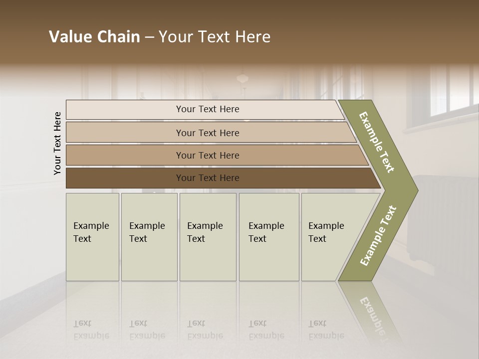 A Long Hallway In An Old High School PowerPoint Template