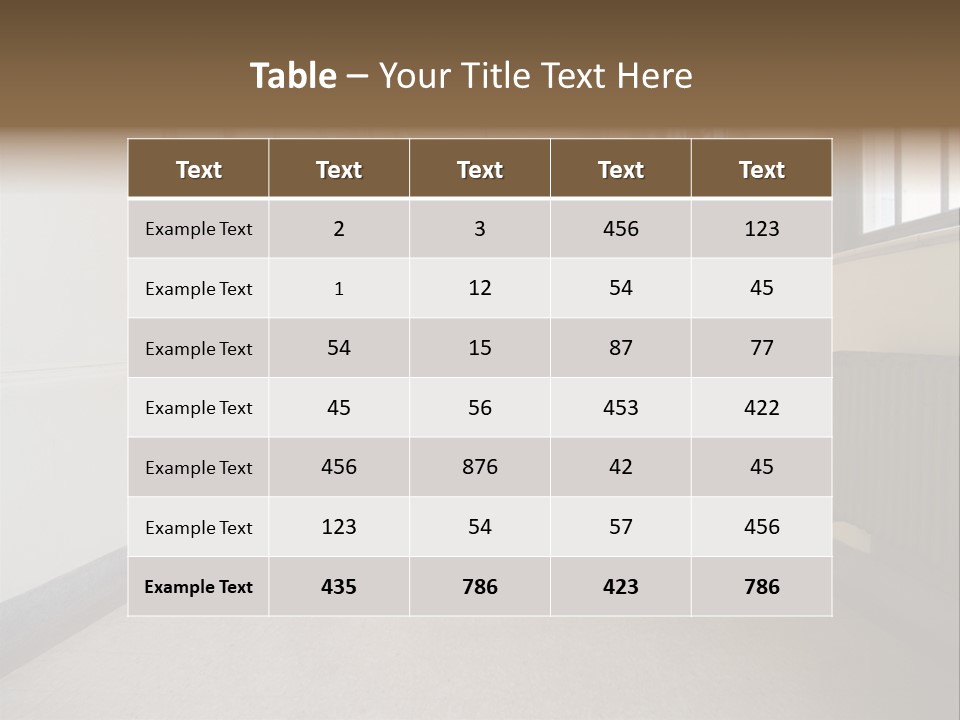A Long Hallway In An Old High School PowerPoint Template