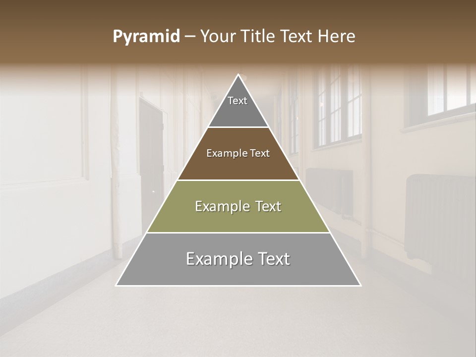 A Long Hallway In An Old High School PowerPoint Template