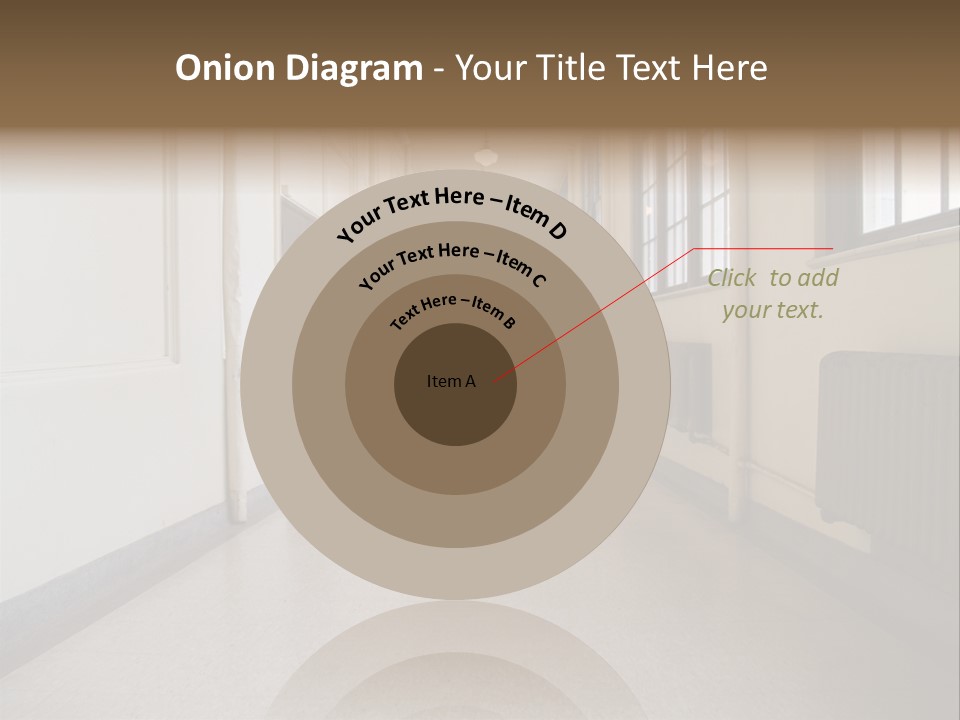 A Long Hallway In An Old High School PowerPoint Template
