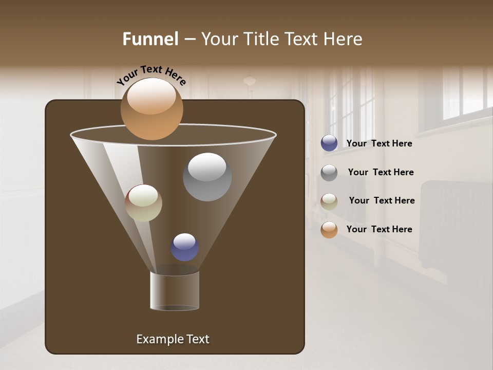 A Long Hallway In An Old High School PowerPoint Template