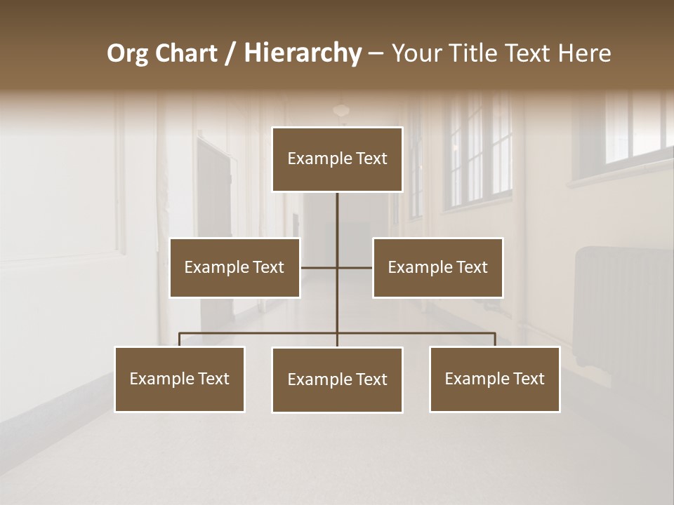A Long Hallway In An Old High School PowerPoint Template