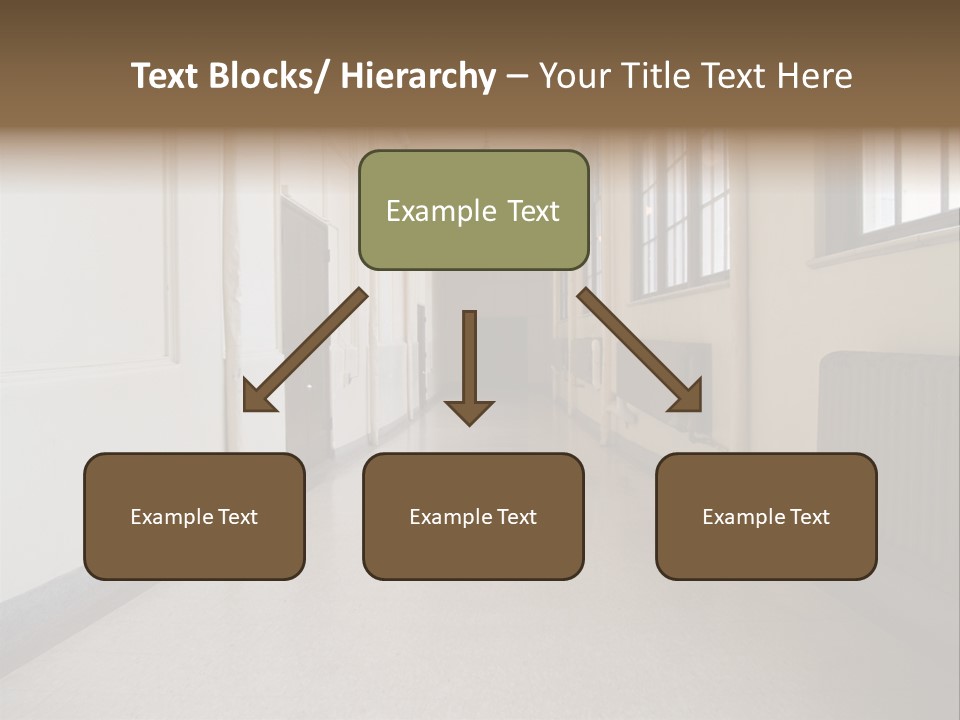 A Long Hallway In An Old High School PowerPoint Template