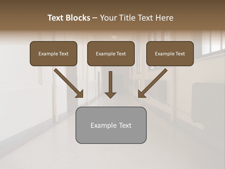 A Long Hallway In An Old High School PowerPoint Template
