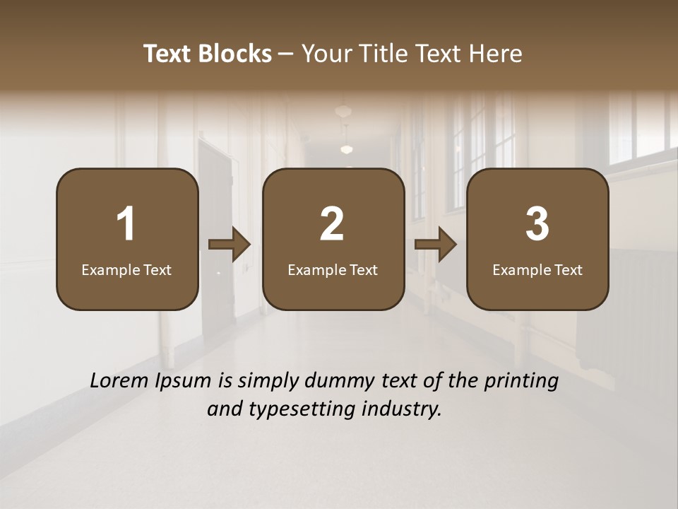 A Long Hallway In An Old High School PowerPoint Template