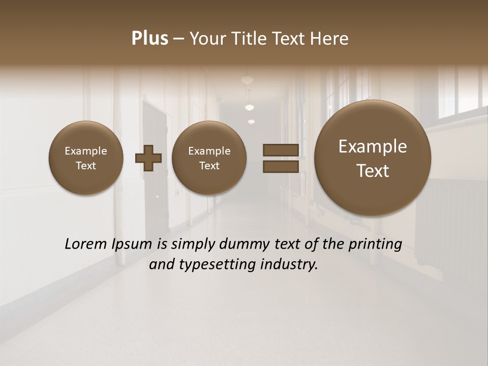 A Long Hallway In An Old High School PowerPoint Template