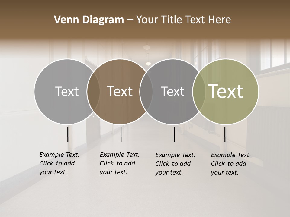 A Long Hallway In An Old High School PowerPoint Template