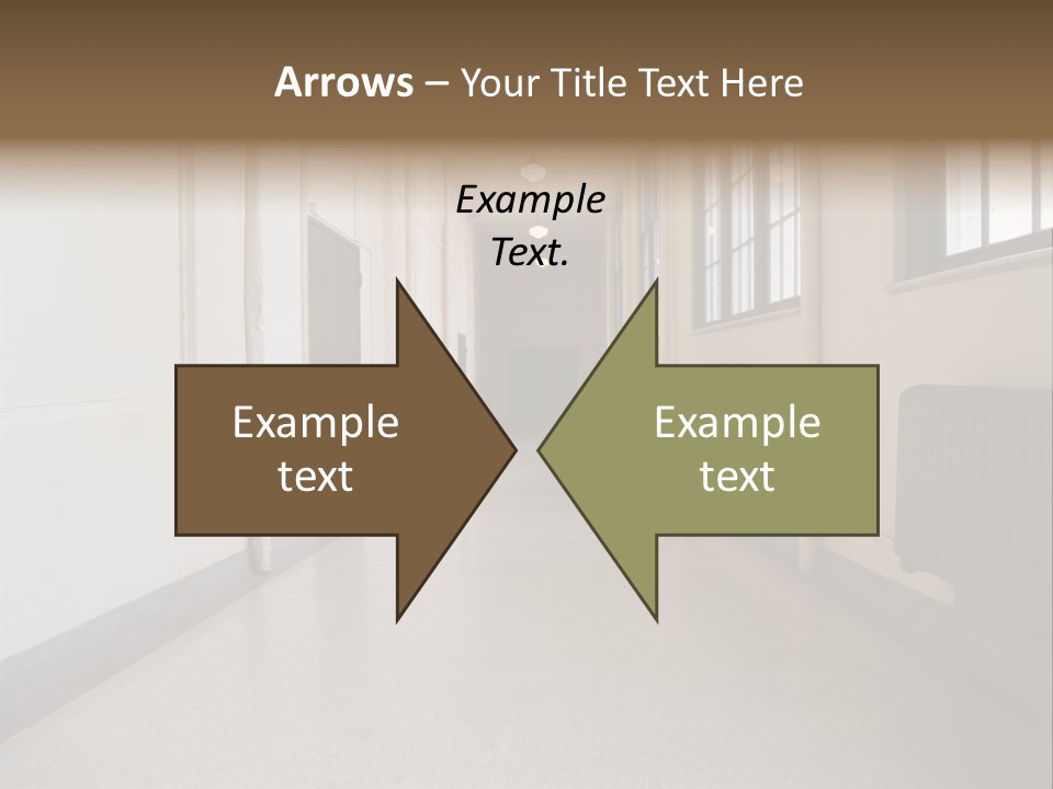 A Long Hallway In An Old High School PowerPoint Template