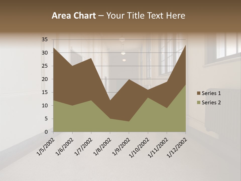 A Long Hallway In An Old High School PowerPoint Template