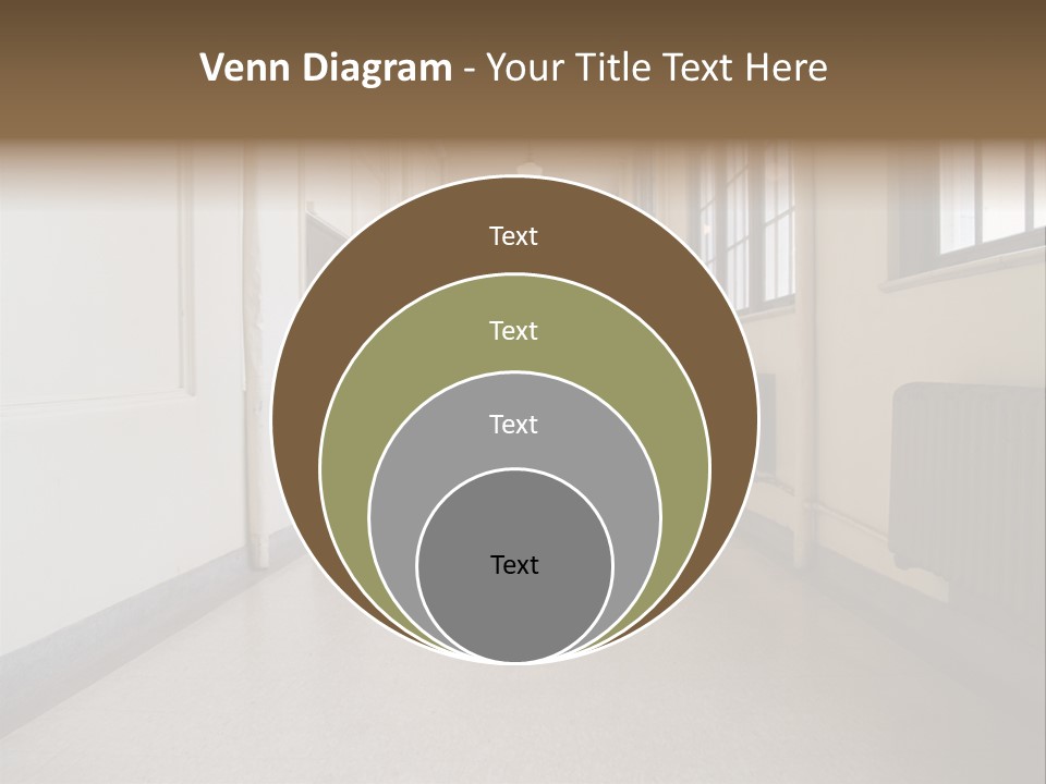 A Long Hallway In An Old High School PowerPoint Template