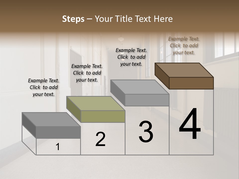 A Long Hallway In An Old High School PowerPoint Template