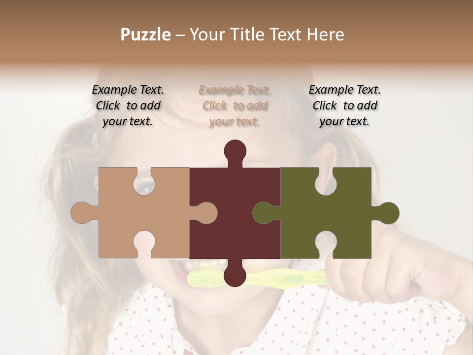 A Little Girl Brushing Her Teeth With A Brightly Colored Toothbrush PowerPoint Template