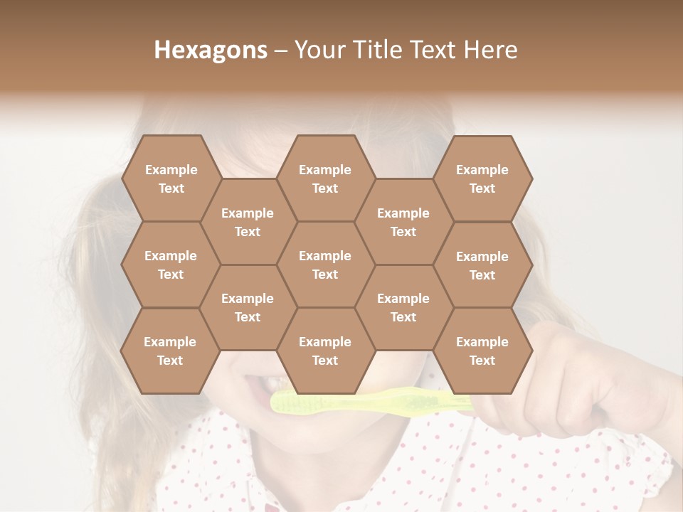 A Little Girl Brushing Her Teeth With A Brightly Colored Toothbrush PowerPoint Template