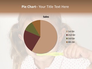 A Little Girl Brushing Her Teeth With A Brightly Colored Toothbrush PowerPoint Template