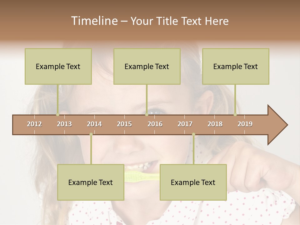 A Little Girl Brushing Her Teeth With A Brightly Colored Toothbrush PowerPoint Template