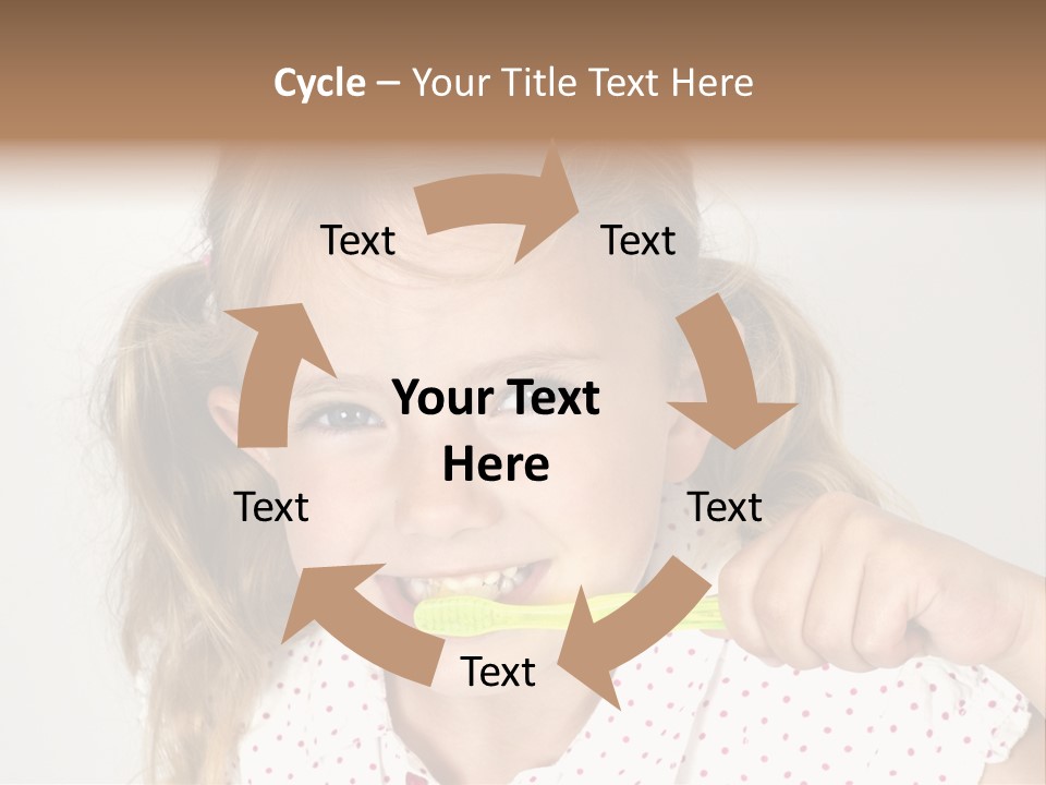 A Little Girl Brushing Her Teeth With A Brightly Colored Toothbrush PowerPoint Template