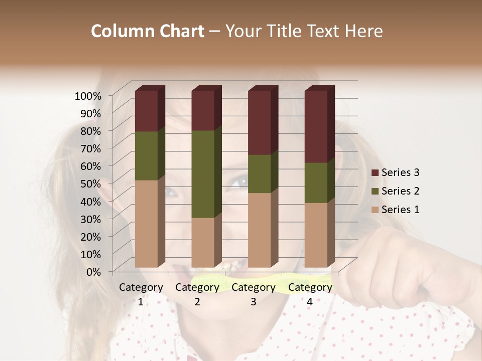 A Little Girl Brushing Her Teeth With A Brightly Colored Toothbrush PowerPoint Template