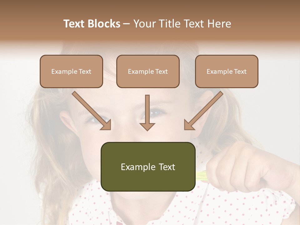 A Little Girl Brushing Her Teeth With A Brightly Colored Toothbrush PowerPoint Template
