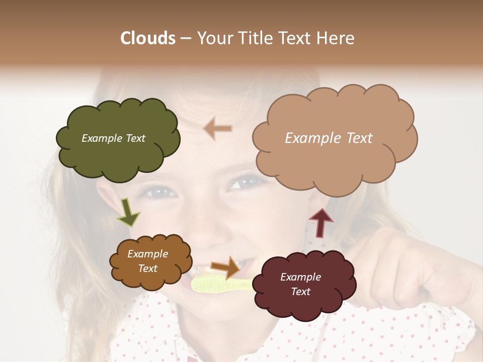 A Little Girl Brushing Her Teeth With A Brightly Colored Toothbrush PowerPoint Template