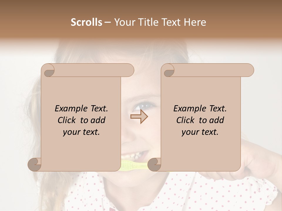 A Little Girl Brushing Her Teeth With A Brightly Colored Toothbrush PowerPoint Template