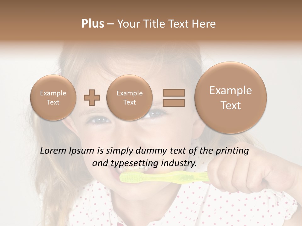 A Little Girl Brushing Her Teeth With A Brightly Colored Toothbrush PowerPoint Template