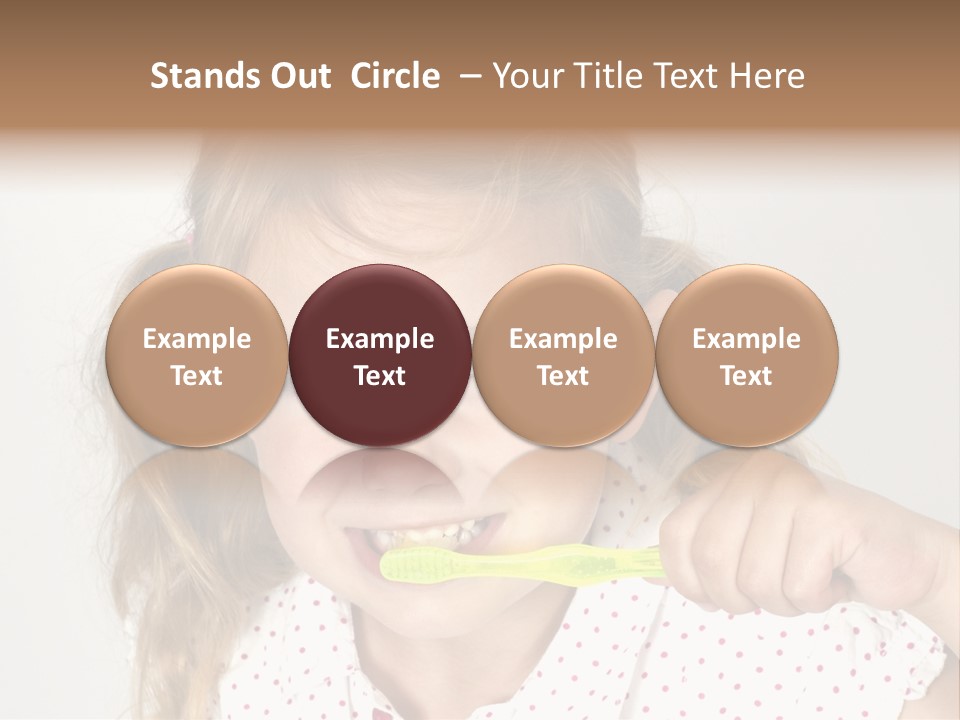 A Little Girl Brushing Her Teeth With A Brightly Colored Toothbrush PowerPoint Template