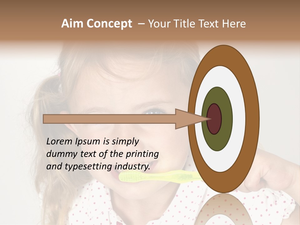 A Little Girl Brushing Her Teeth With A Brightly Colored Toothbrush PowerPoint Template