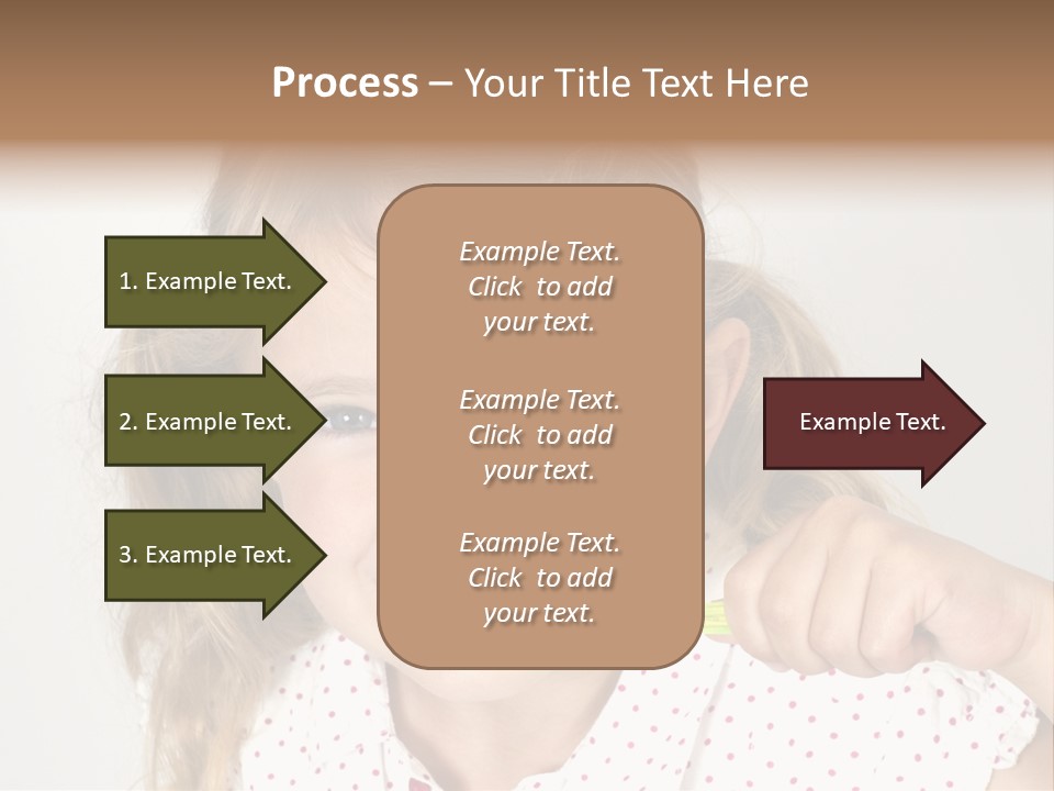 A Little Girl Brushing Her Teeth With A Brightly Colored Toothbrush PowerPoint Template