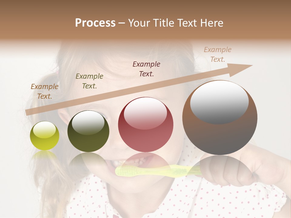 A Little Girl Brushing Her Teeth With A Brightly Colored Toothbrush PowerPoint Template