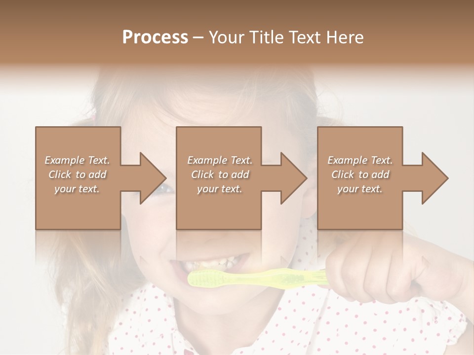 A Little Girl Brushing Her Teeth With A Brightly Colored Toothbrush PowerPoint Template